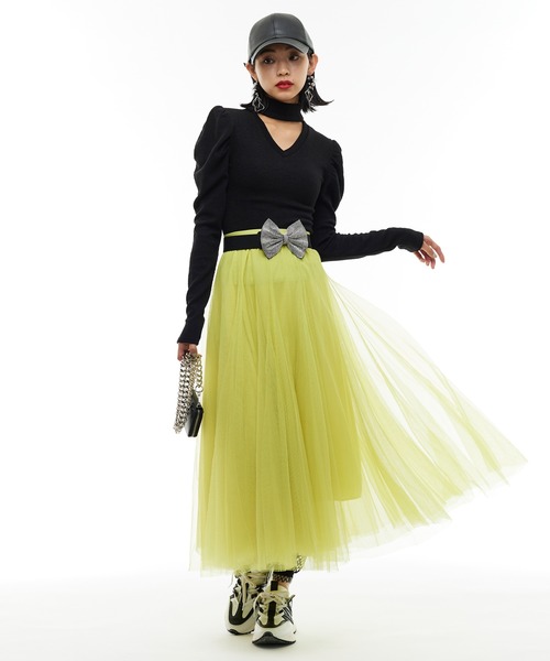 Narcissus（ナルシス）の「【Narcissus】プリーツシアースカート（スカート・レディース・ライム/ブルー・FREE）」の12枚目の写真