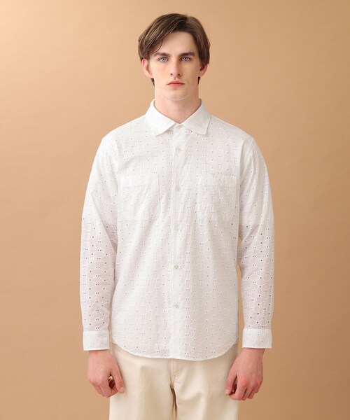 40ｃｔ＆525（フォーティーカラッツアンドゴーニーゴ）の「◆【Sサイズ～】アイレットエンブロイダリー シャツ（シャツ/ブラウス・メンズ・ホワイト系4・01/02/03）」の5枚目の写真