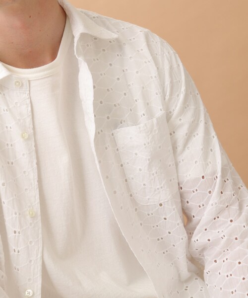 40ｃｔ＆525（フォーティーカラッツアンドゴーニーゴ）の「◆【Sサイズ～】アイレットエンブロイダリー シャツ（シャツ/ブラウス・メンズ・ホワイト系4・01/02/03）」の10枚目の写真