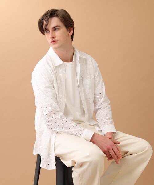 40ｃｔ＆525（フォーティーカラッツアンドゴーニーゴ）の「◆【Sサイズ～】アイレットエンブロイダリー シャツ（シャツ/ブラウス・メンズ・ホワイト系4・01/02/03）」の3枚目の写真