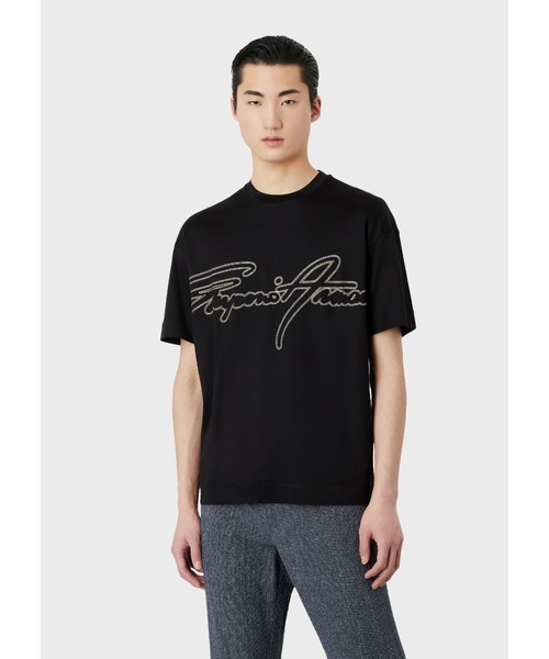 EMPORIO ARMANI(エンポリオアルマーニ)の「【エンポリオ アルマーニ】Tシャツ テンセル混紡ジャージー シグネチャーロゴ刺繍(Tシャツ/カットソー・メンズ・ブラック/ホワイト系その他/チャコールグレー・SMALL/MEDIUM/LARGE/X-LARGE/XX-LARGE/X-SMALL)」の18枚目の写真
