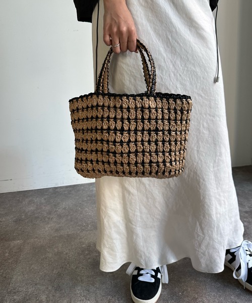 WEB限定】サテンリボン編み込みトート（かごバッグ）｜DouDou