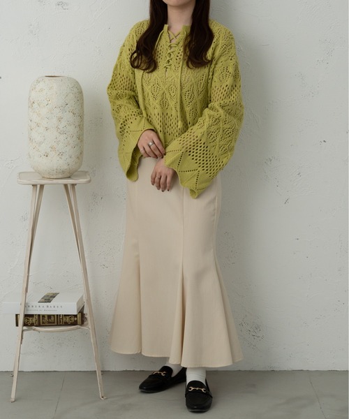 Ambre Ciel(アンブルシエル)の「レースアップ透かしケーブルニット/【WEB/EC限定商品】(ニット/セーター・レディース・ピンク/グリーン/アイボリー・FREE)」の15枚目の写真