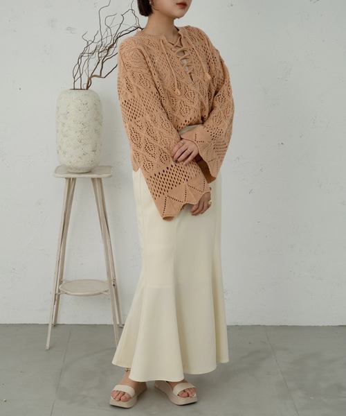 Ambre Ciel(アンブルシエル)の「レースアップ透かしケーブルニット/【WEB/EC限定商品】(ニット/セーター・レディース・ピンク/グリーン/アイボリー・FREE)」の17枚目の写真