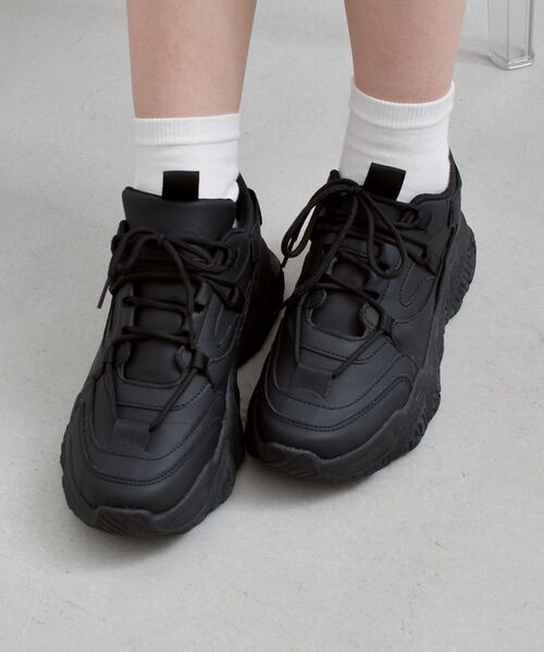 ems excite(エムズエキサイト)の「ダッドスニーカー(スニーカー・レディース・ブラック/ナチュラル・MEDIUM/LARGE)」の2枚目の写真