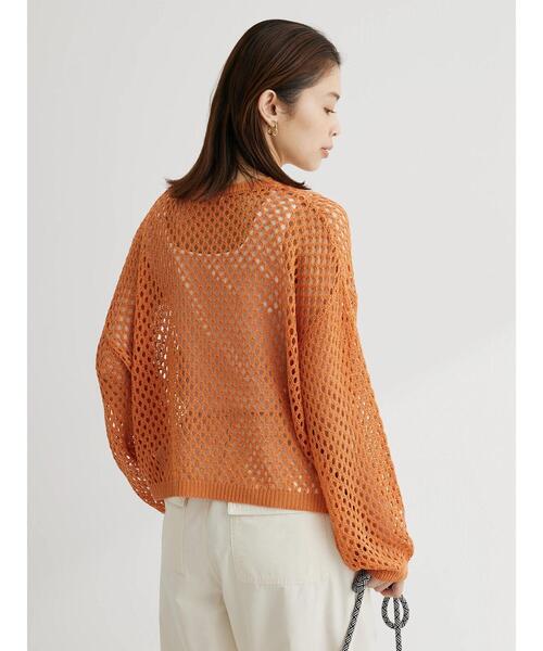 Green　Parks（グリーンパークス）の「メッシュ編みニットプルオーバー（ニット/セーター・レディース・オレンジ/ダークグレー/ナチュラル・FREE）」の18枚目の写真