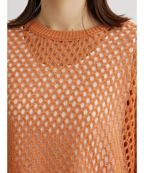 Green　Parks（グリーンパークス）の「メッシュ編みニットプルオーバー（ニット/セーター・レディース・オレンジ/ダークグレー/ナチュラル・FREE）」の22枚目の写真
