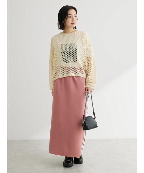 Green　Parks（グリーンパークス）の「メッシュ編みニットプルオーバー（ニット/セーター・レディース・オレンジ/ダークグレー/ナチュラル・FREE）」の15枚目の写真