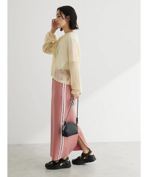 Green　Parks（グリーンパークス）の「メッシュ編みニットプルオーバー（ニット/セーター・レディース・オレンジ/ダークグレー/ナチュラル・FREE）」の13枚目の写真