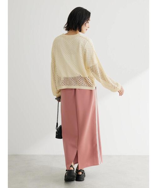 Green　Parks（グリーンパークス）の「メッシュ編みニットプルオーバー（ニット/セーター・レディース・オレンジ/ダークグレー/ナチュラル・FREE）」の14枚目の写真