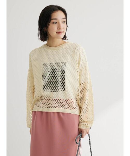 Green　Parks（グリーンパークス）の「メッシュ編みニットプルオーバー（ニット/セーター・レディース・オレンジ/ダークグレー/ナチュラル・FREE）」の11枚目の写真