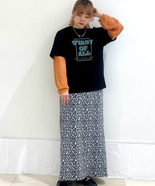 Green　Parks（グリーンパークス）の「メッシュ編みニットプルオーバー（ニット/セーター・レディース・オレンジ/ダークグレー/ナチュラル・FREE）」の6枚目の写真