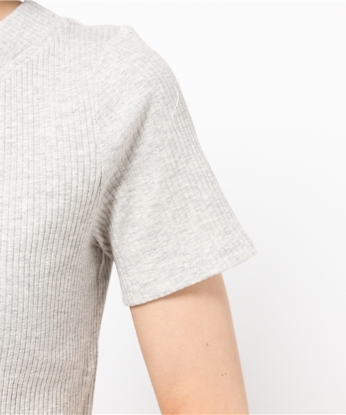 mystic（ミスティック）の「テレコクルーネック半袖プルオーバー（Tシャツ/カットソー・レディース・オフホワイト/アイボリー/グレー/ブラック・ﾌﾘ-）」の9枚目の写真