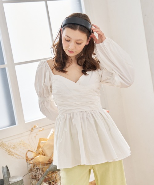 a:mure(アミュール)の「カシュクールブラウス(シャツ/ブラウス・レディース・ホワイト/ベージュ/ブラック・F)」の6枚目の写真