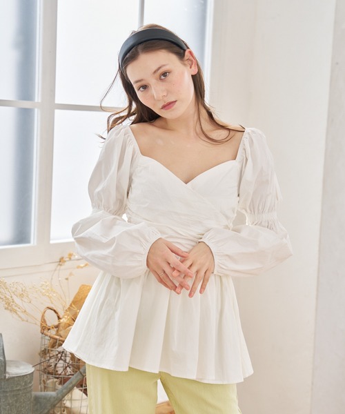 a:mure(アミュール)の「カシュクールブラウス(シャツ/ブラウス・レディース・ホワイト/ベージュ/ブラック・F)」の7枚目の写真