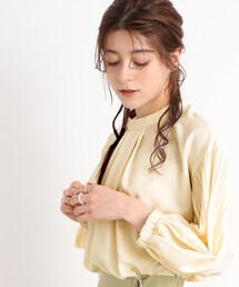 DRESKIP | 【一枚で着映える】スタンドネック袖プリ－ツブラウス(シャツ/ブラウス)