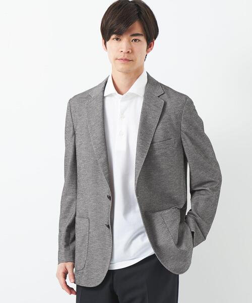 green label relaxing（グリーンレーベルリラクシング）の「ポリエステル ジャージ カノコ 2B ジャケット -ウォッシャブル・ストレッチ・防シワ・吸水速乾-（テーラードジャケット・メンズ・ネイビー/グレー/ロイヤルブルー・XS/S/M/L/XL）」の9枚目の写真