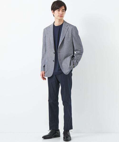 green label relaxing（グリーンレーベルリラクシング）の「ポリエステル ジャージ カノコ 2B ジャケット -ウォッシャブル・ストレッチ・防シワ・吸水速乾-（テーラードジャケット・メンズ・ネイビー/グレー/ロイヤルブルー・XS/S/M/L/XL）」の11枚目の写真