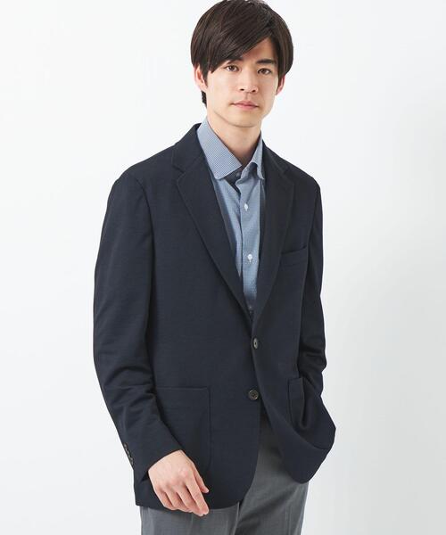 green label relaxing（グリーンレーベルリラクシング）の「ポリエステル ジャージ カノコ 2B ジャケット -ウォッシャブル・ストレッチ・防シワ・吸水速乾-（テーラードジャケット・メンズ・ネイビー/グレー/ロイヤルブルー・XS/S/M/L/XL）」の12枚目の写真