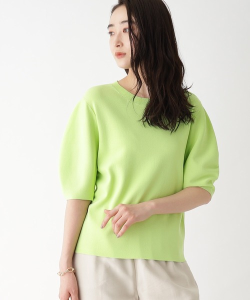 OPAQUE.CLIP（オペークドットクリップ）の「◆アイスタッチ パフスリーブニット【UV/接触冷感/アンチピリング/洗濯機洗い可】（ニット/セーター・レディース・ライトブルー/ブラック/ブラウン系その他5/ホワイト系/キャメル/ピンク系/ライトグレー系7/黄緑系・34/36/38/40/42）」の19枚目の写真