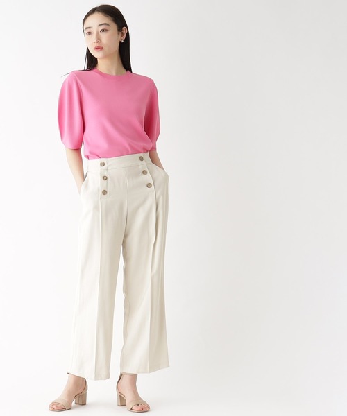 OPAQUE.CLIP（オペークドットクリップ）の「◆アイスタッチ パフスリーブニット【UV/接触冷感/アンチピリング/洗濯機洗い可】（ニット/セーター・レディース・ライトブルー/ブラック/ブラウン系その他5/ホワイト系/キャメル/ピンク系/ライトグレー系7/黄緑系・34/36/38/40/42）」の9枚目の写真