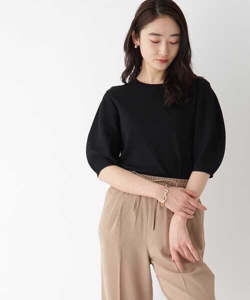 OPAQUE.CLIP（オペークドットクリップ）の「◆アイスタッチ パフスリーブニット【UV/接触冷感/アンチピリング/洗濯機洗い可】（ニット/セーター・レディース・ライトブルー/ブラック/ブラウン系その他5/ホワイト系/キャメル/ピンク系/ライトグレー系7/黄緑系・34/36/38/40/42）」の18枚目の写真