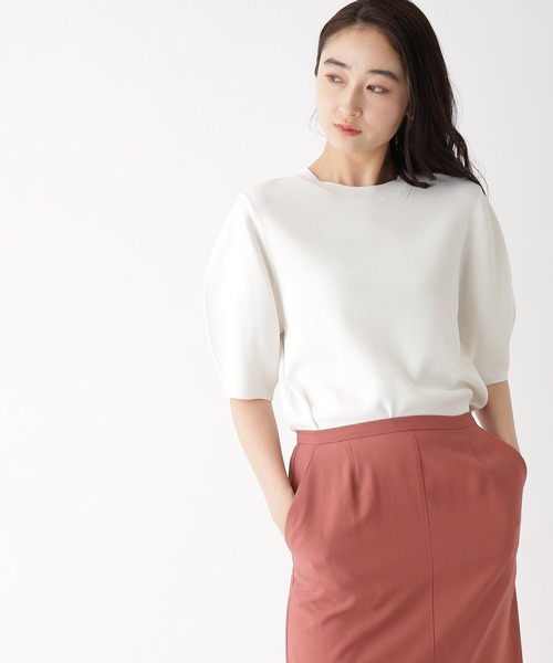 OPAQUE.CLIP（オペークドットクリップ）の「◆アイスタッチ パフスリーブニット【UV/接触冷感/アンチピリング/洗濯機洗い可】（ニット/セーター・レディース・ライトブルー/ブラック/ブラウン系その他5/ホワイト系/キャメル/ピンク系/ライトグレー系7/黄緑系・34/36/38/40/42）」の17枚目の写真