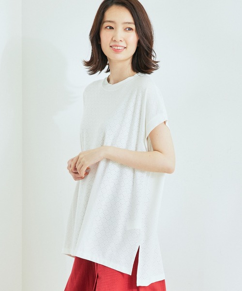 Jayro(ジャイロ)の「カットオーバーレースビッグTシャツ(Tシャツ/カットソー・レディース・グレー系その他/ライトグリーン/ホワイト系その他・M)」の2枚目の写真