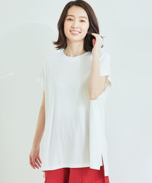 Jayro(ジャイロ)の「カットオーバーレースビッグTシャツ(Tシャツ/カットソー・レディース・グレー系その他/ライトグリーン/ホワイト系その他・M)」の4枚目の写真
