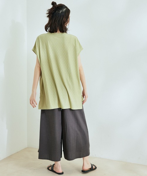 Jayro(ジャイロ)の「カットオーバーレースビッグTシャツ(Tシャツ/カットソー・レディース・グレー系その他/ライトグリーン/ホワイト系その他・M)」の8枚目の写真