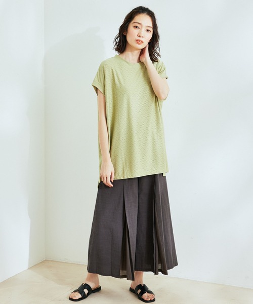 Jayro(ジャイロ)の「カットオーバーレースビッグTシャツ(Tシャツ/カットソー・レディース・グレー系その他/ライトグリーン/ホワイト系その他・M)」の9枚目の写真