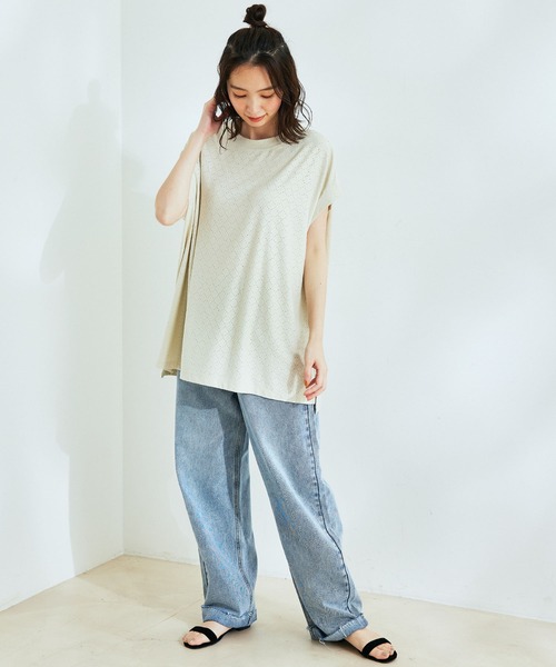 Jayro(ジャイロ)の「カットオーバーレースビッグTシャツ(Tシャツ/カットソー・レディース・グレー系その他/ライトグリーン/ホワイト系その他・M)」の11枚目の写真