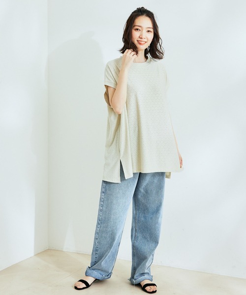 Jayro(ジャイロ)の「カットオーバーレースビッグTシャツ(Tシャツ/カットソー・レディース・グレー系その他/ライトグリーン/ホワイト系その他・M)」の12枚目の写真