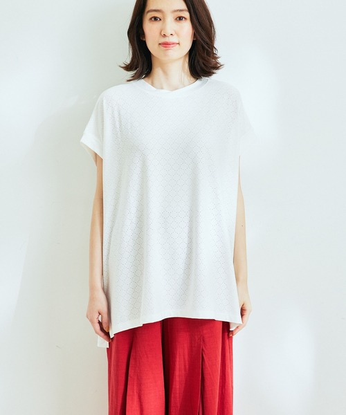 Jayro(ジャイロ)の「カットオーバーレースビッグTシャツ(Tシャツ/カットソー・レディース・グレー系その他/ライトグリーン/ホワイト系その他・M)」の13枚目の写真