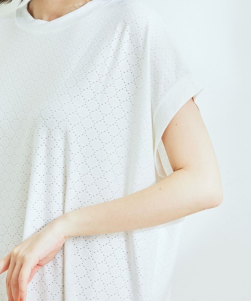 Jayro(ジャイロ)の「カットオーバーレースビッグTシャツ(Tシャツ/カットソー・レディース・グレー系その他/ライトグリーン/ホワイト系その他・M)」の17枚目の写真