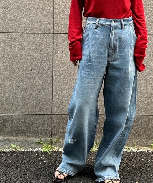 【定番】【大人気】YENN タックワイドデニムパンツ（デニムパンツ）｜YENN（イエン）