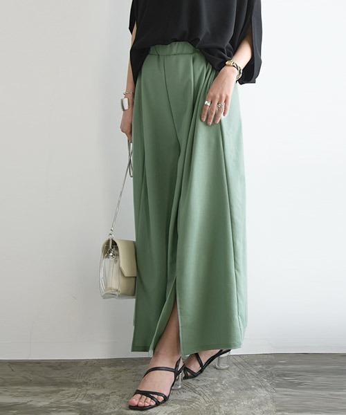 and it_(アンドイット)の「リネンライクスリット入りスカーチョ(その他パンツ・レディース・ライトグリーン/ブラック/キャメル/ベージュ・M/L)」の5枚目の写真