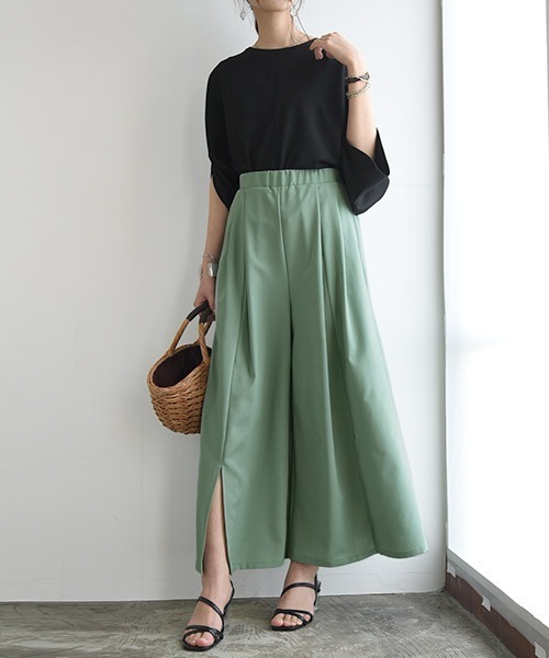 and it_(アンドイット)の「リネンライクスリット入りスカーチョ(その他パンツ・レディース・ライトグリーン/ブラック/キャメル/ベージュ・M/L)」の8枚目の写真