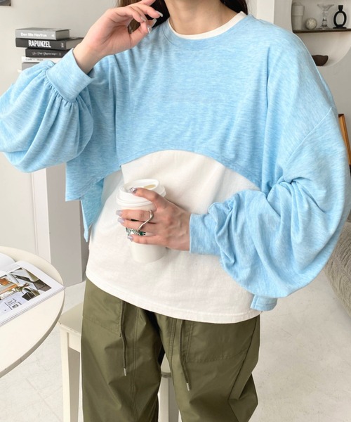 セール】ショート丈ボレロ風カットソープルオーバー（Tシャツ 