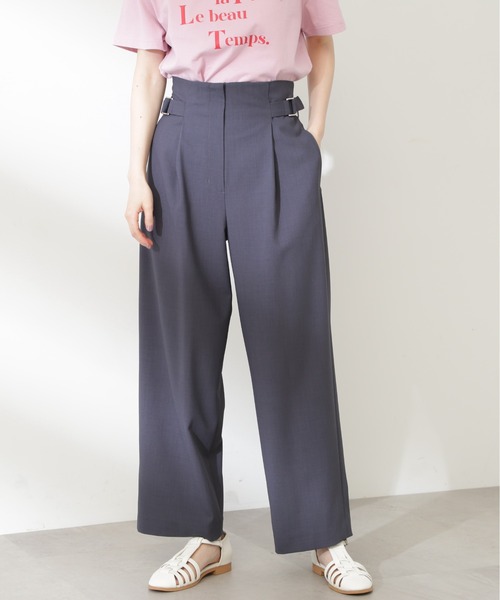 N.(N. Natural Beauty Basic)(エヌエヌナチュラルビューティーベーシック)の「【S Size Line】◆サイドバックルハイウエストパンツ(スラックス・レディース・オフホワイト/ブルーグレー・SMALL/MEDIUM)」の7枚目の写真