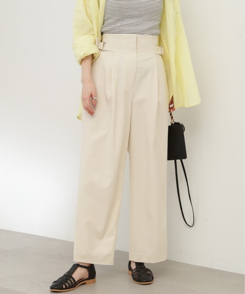 N.(N. Natural Beauty Basic)(エヌエヌナチュラルビューティーベーシック)の「【S Size Line】◆サイドバックルハイウエストパンツ(スラックス・レディース・オフホワイト/ブルーグレー・SMALL/MEDIUM)」の3枚目の写真