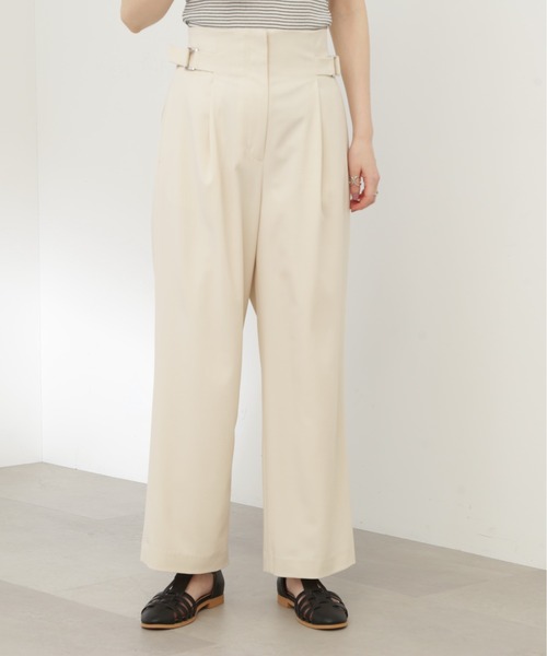 N.(N. Natural Beauty Basic)(エヌエヌナチュラルビューティーベーシック)の「【S Size Line】◆サイドバックルハイウエストパンツ(スラックス・レディース・オフホワイト/ブルーグレー・SMALL/MEDIUM)」の4枚目の写真