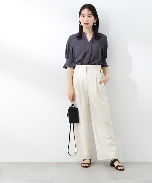N.(N. Natural Beauty Basic)(エヌエヌナチュラルビューティーベーシック)の「【S Size Line】◆サイドバックルハイウエストパンツ(スラックス・レディース・オフホワイト/ブルーグレー・SMALL/MEDIUM)」の16枚目の写真
