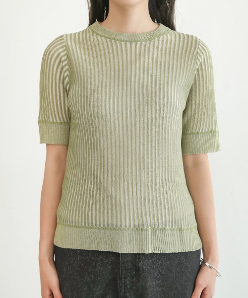 Bab(バブ)の「ストライプニットトップス(Tシャツ/カットソー・レディース・ブラック/ブラウン/グリーン・FREE)」の16枚目の写真