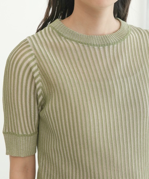 Bab(バブ)の「ストライプニットトップス(Tシャツ/カットソー・レディース・ブラック/ブラウン/グリーン・FREE)」の17枚目の写真