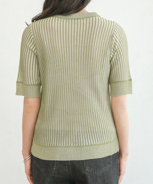 Bab(バブ)の「ストライプニットトップス(Tシャツ/カットソー・レディース・ブラック/ブラウン/グリーン・FREE)」の18枚目の写真