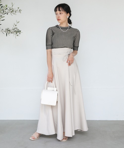 Bab(バブ)の「ストライプニットトップス(Tシャツ/カットソー・レディース・ブラック/ブラウン/グリーン・FREE)」の4枚目の写真