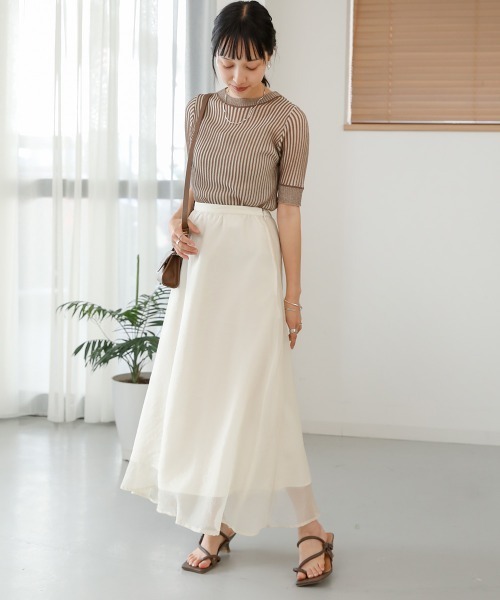 Bab(バブ)の「ストライプニットトップス(Tシャツ/カットソー・レディース・ブラック/ブラウン/グリーン・FREE)」の7枚目の写真