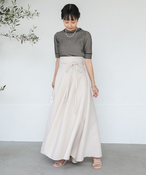 Bab(バブ)の「ストライプニットトップス(Tシャツ/カットソー・レディース・ブラック/ブラウン/グリーン・FREE)」の9枚目の写真