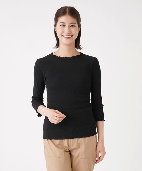 Brahmin(ブラーミン)の「【BRAHMIN】メローフリルカットソー(Tシャツ/カットソー・レディース・グリーン/ブラック/LT.PINK・2)」の2枚目の写真